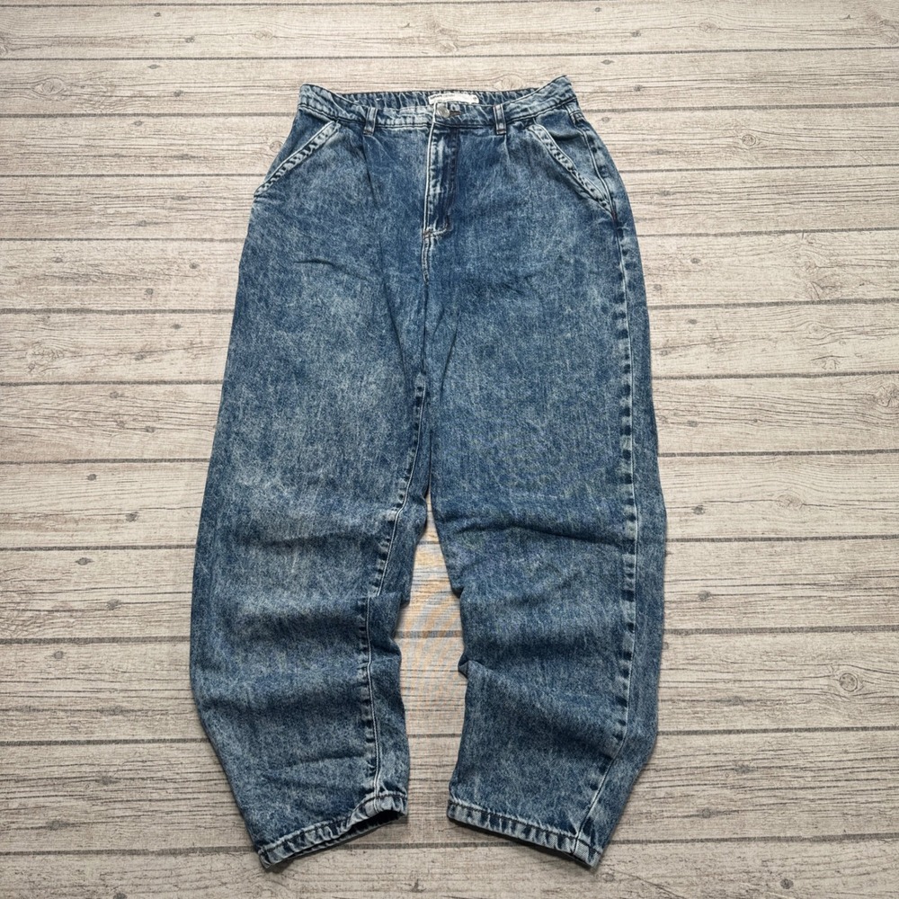 Garage Jeans Women's 7/28 Blue Denim Acid Wash 80s Mom High Rise Tapered Relaxed